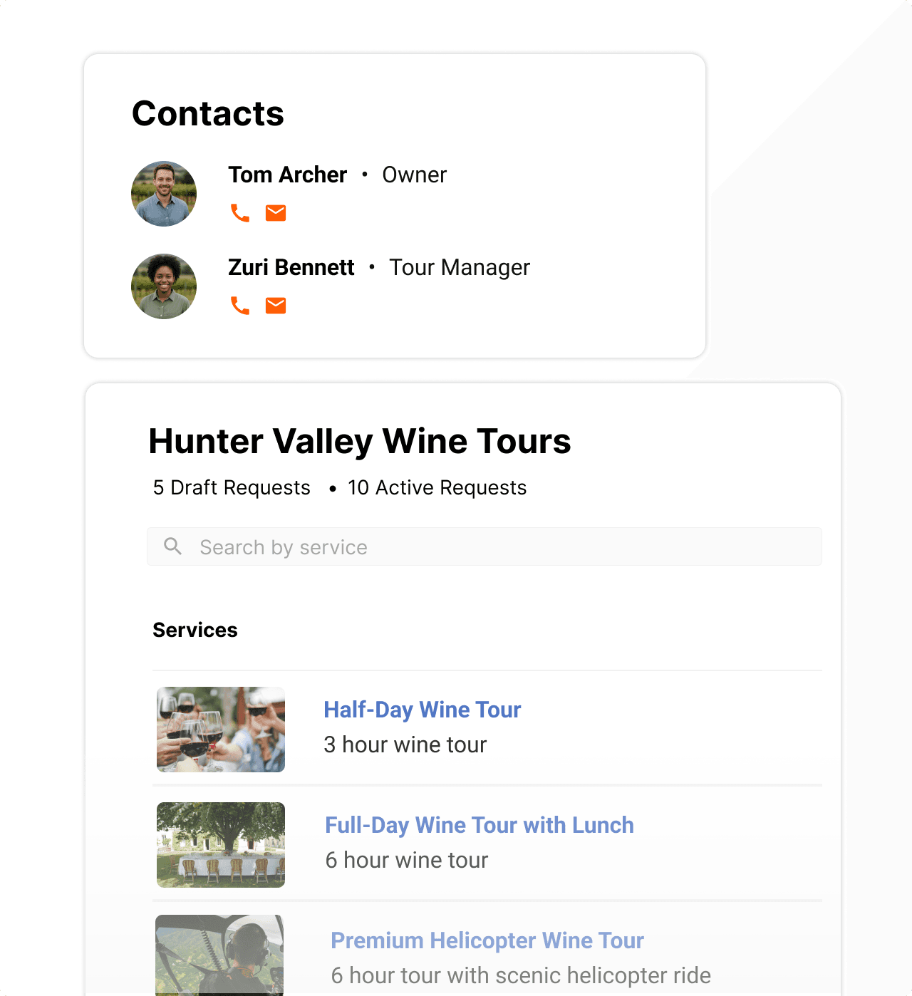 Examples of Fieldbook’s supplier CRM