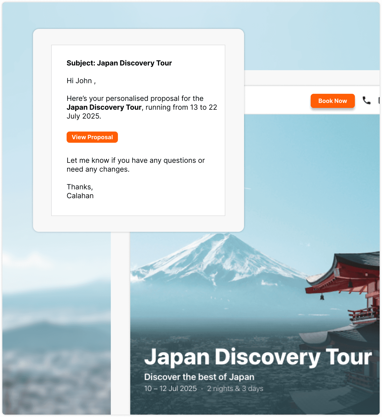 An example of Fieldbook’s brochure invitation email