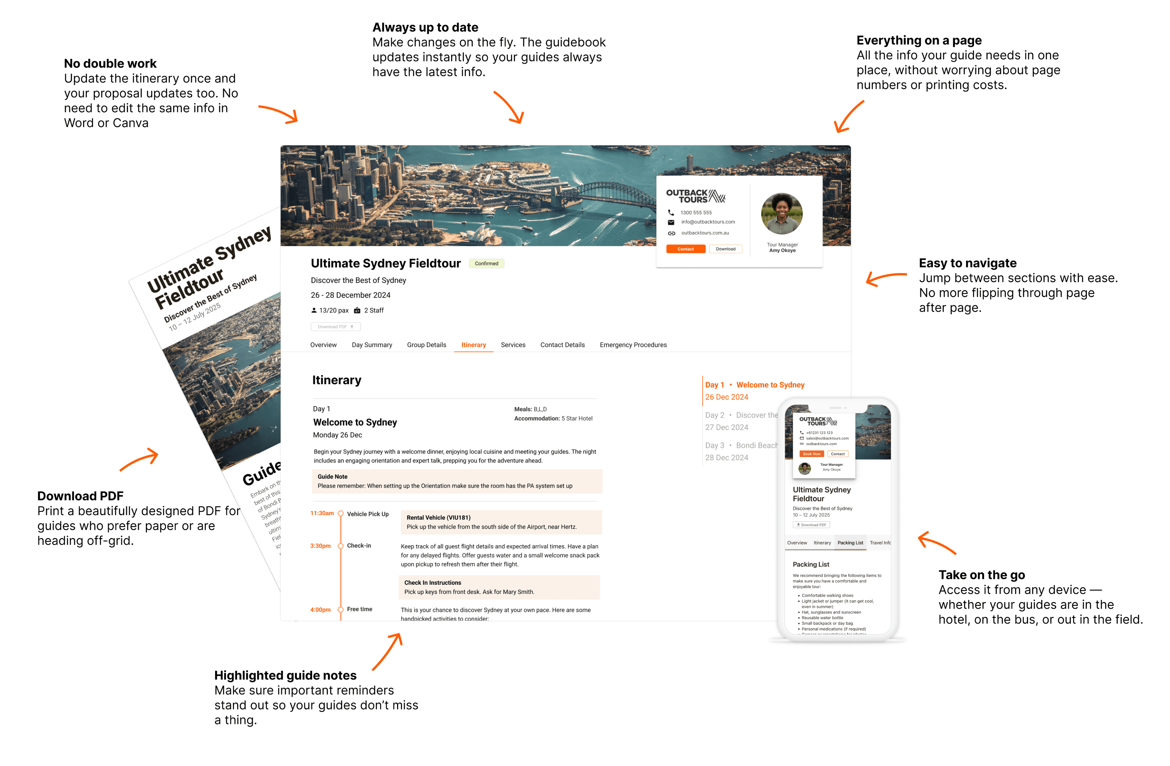 An overview of Fieldbook's guidebook and guide portal features