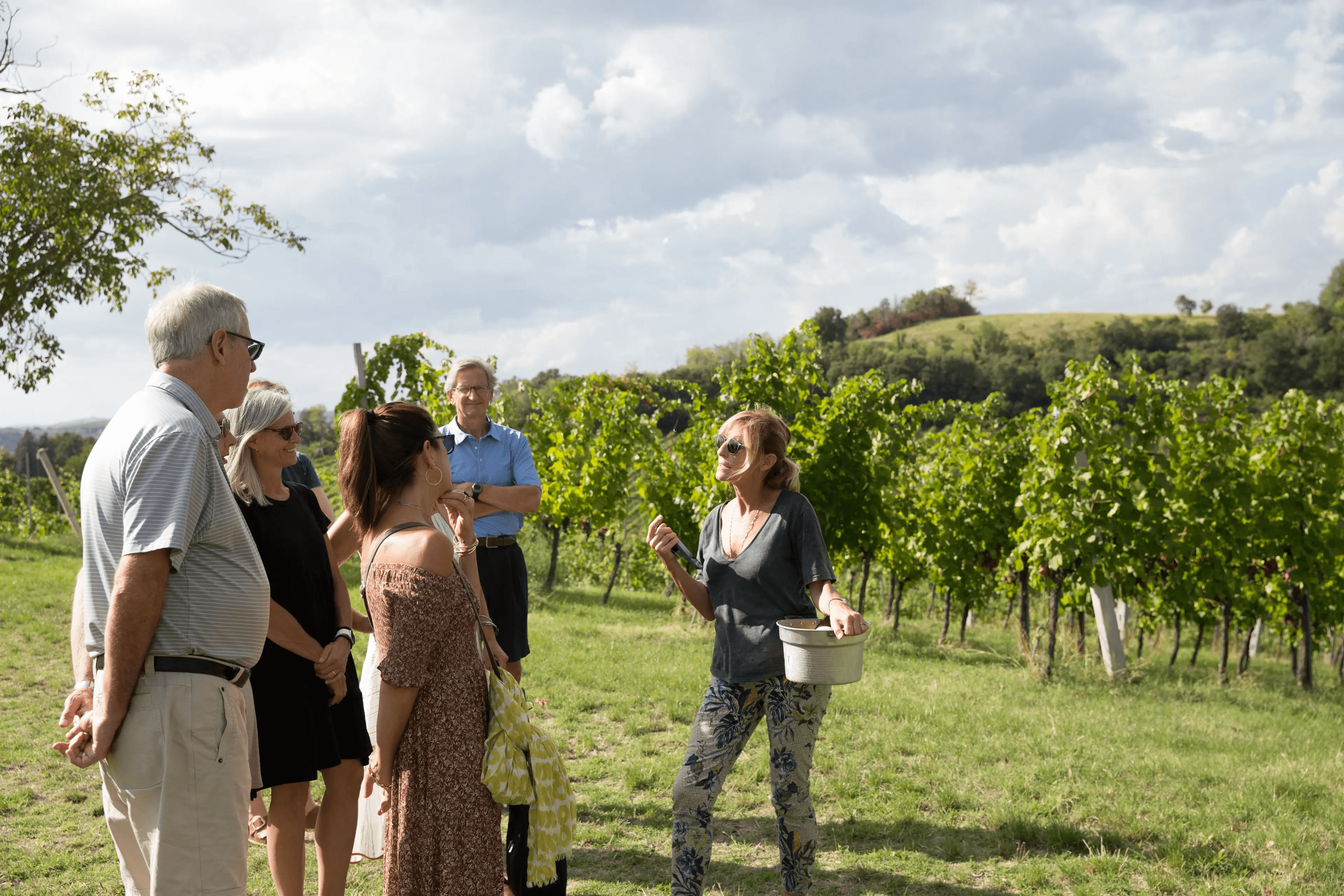 Esperienza on a winery tour with guests