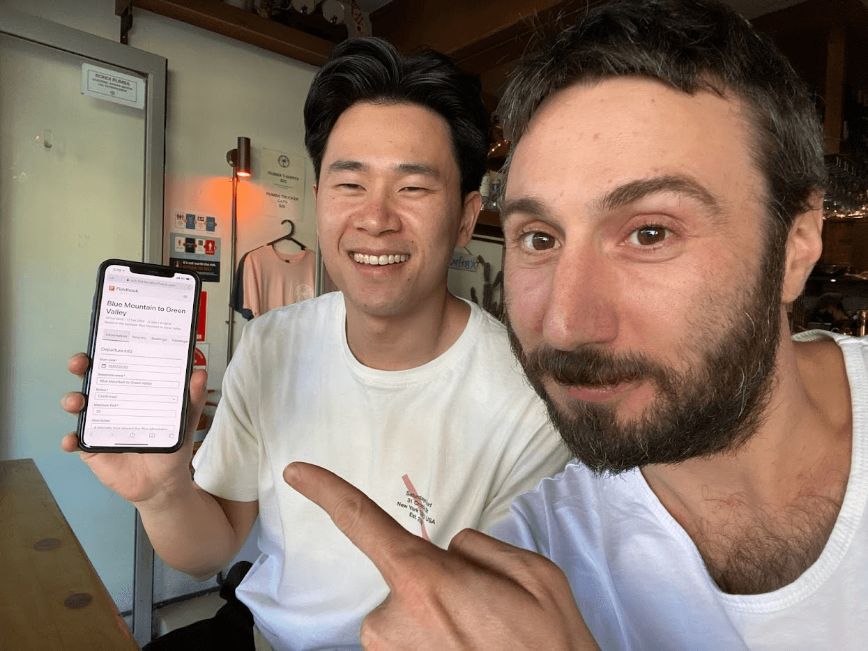 A selfie with the very first release of Fieldbook