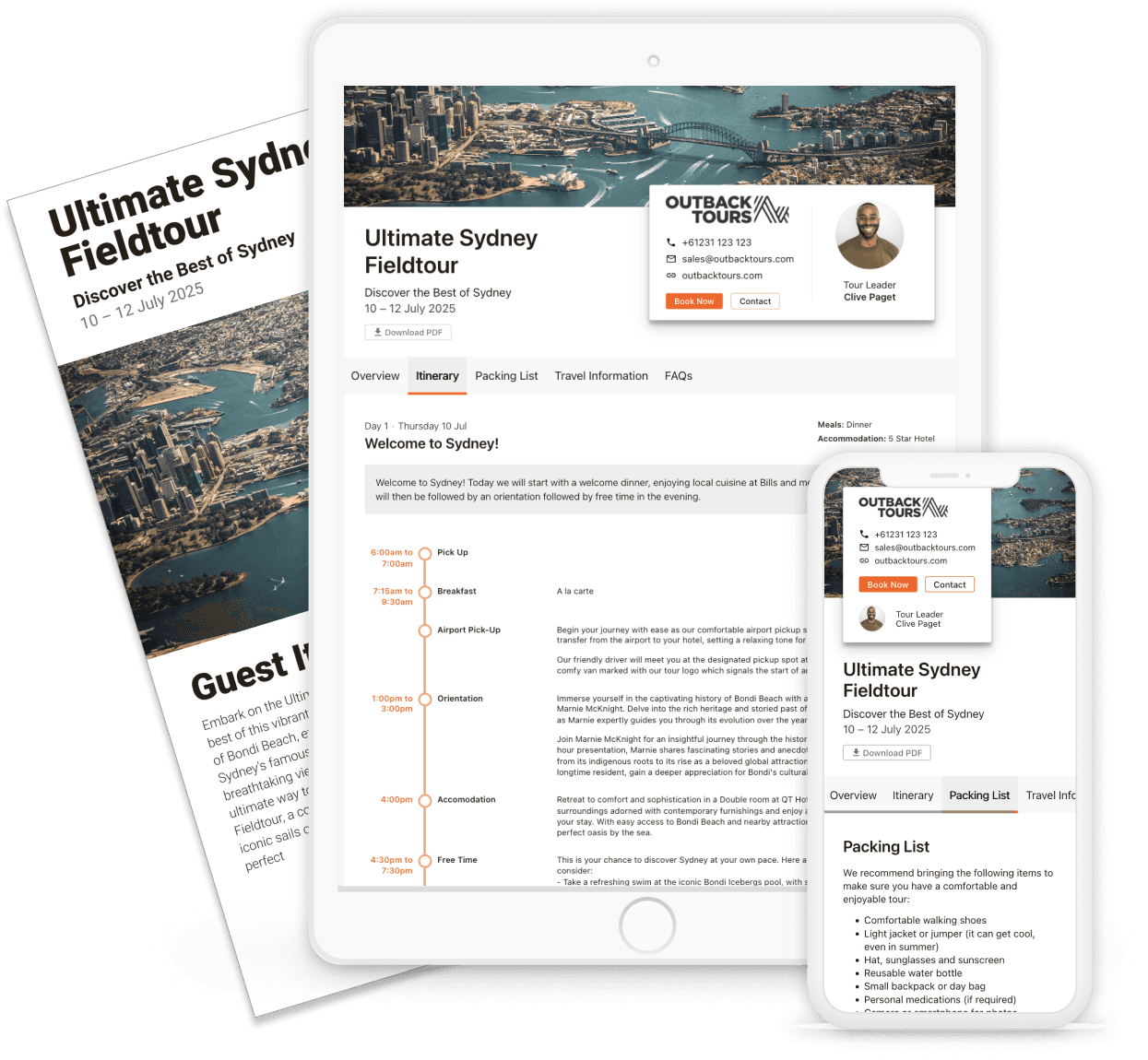 Give guests their own guidebook with everything they need to get the best out of their itinerary