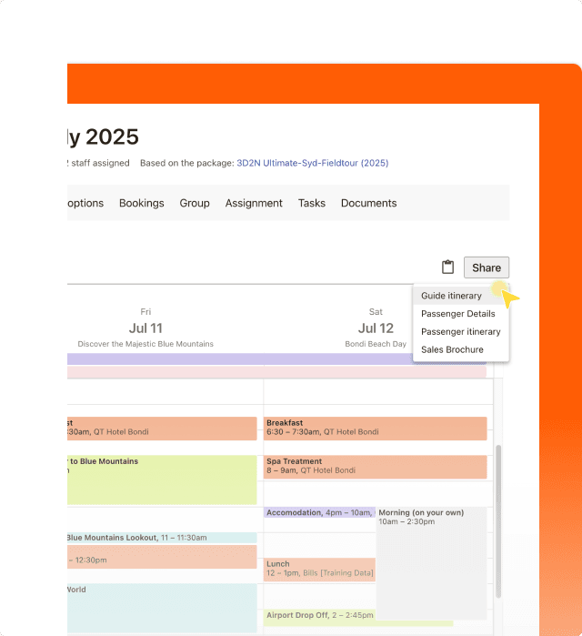 Sharing a guide document in one click