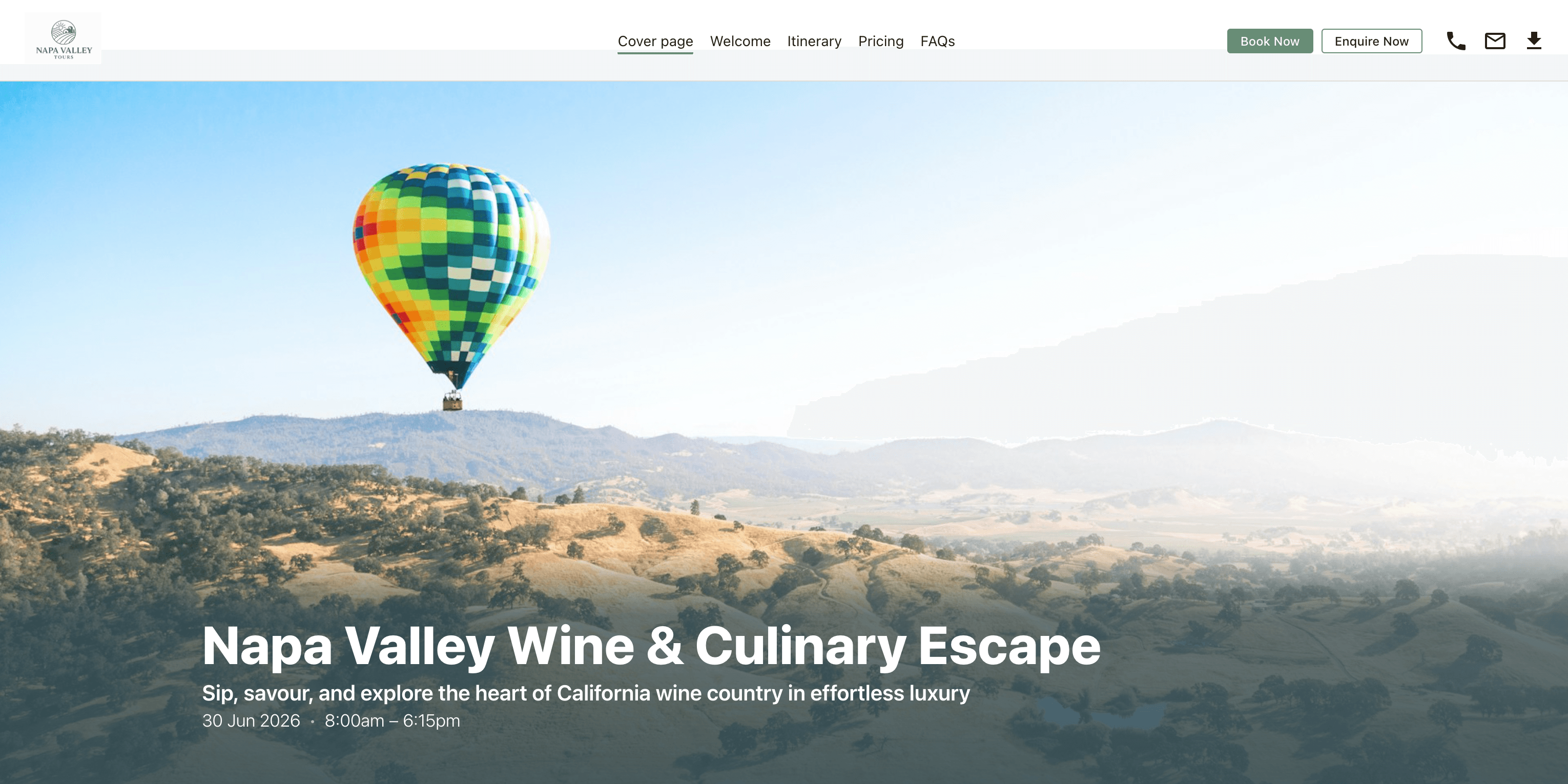 Example proposal for a custom single day tour