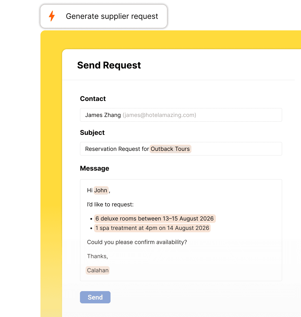 Reusable supplier communication email templates and automations