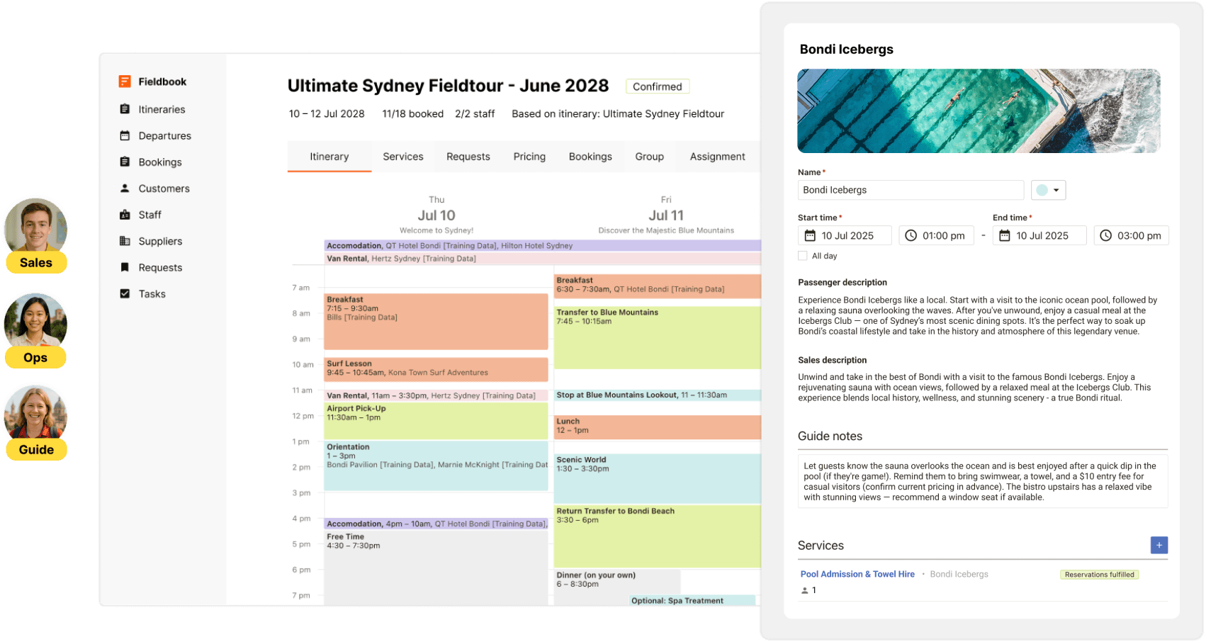 Run operations, sales and guide management from a single itinerary